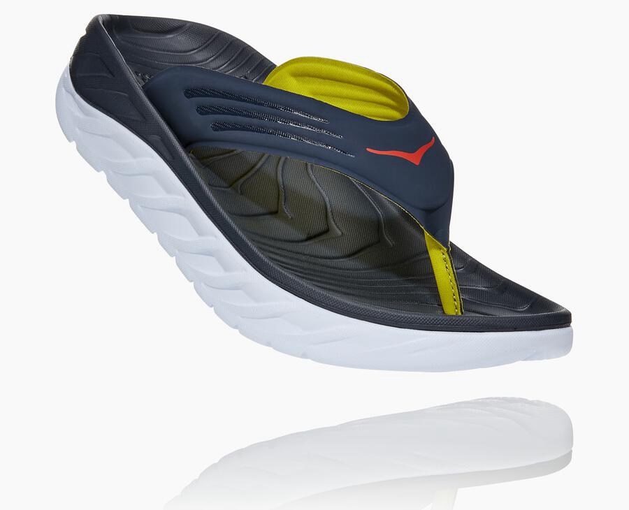 Hoka One One Mens Sandals - ORA Recovery Flip - Navy/White - DUFB01734